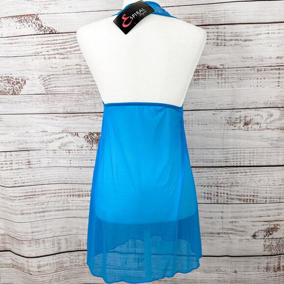 NEW Mapale by Espiral Blue and Pink Halter Neck Babydoll Lingerie, Size Medium - Picture 9 of 11